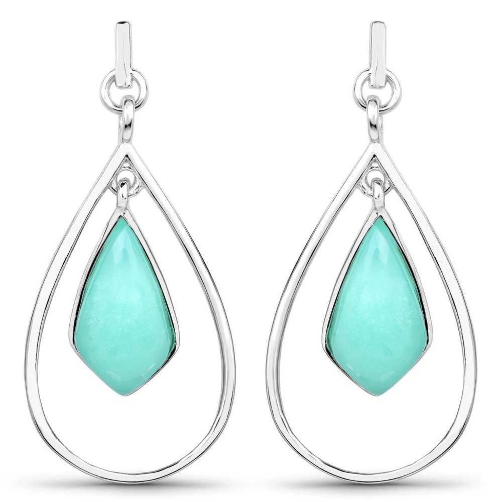 Teardrop Hoop Colorful Crysopharse Dangle Earrings 925 Sterling Silver
